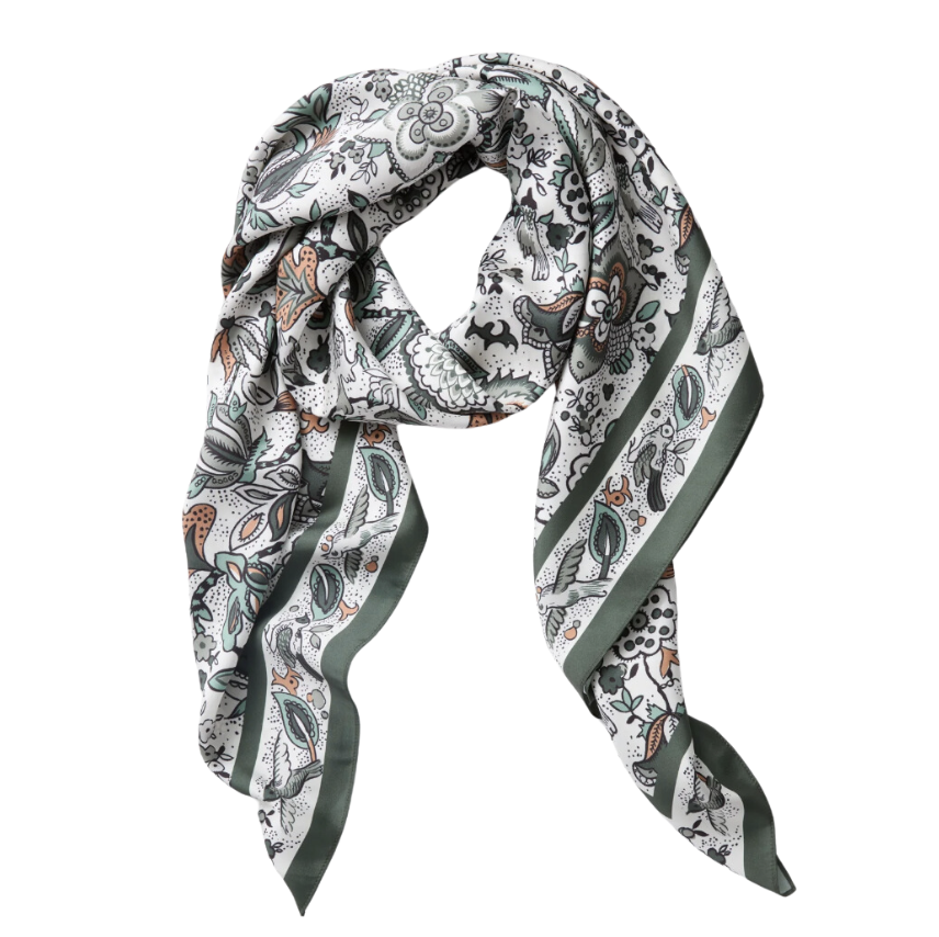 Olive Folk Floral Scarf